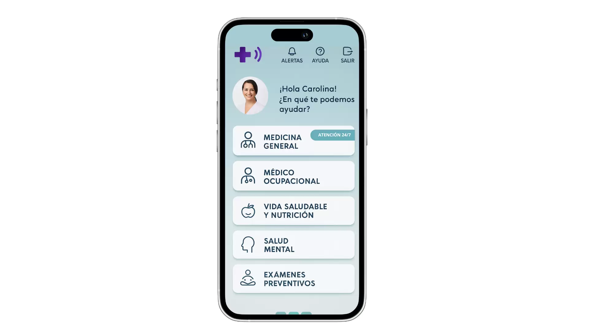 Interfaz de la web-app en móvil