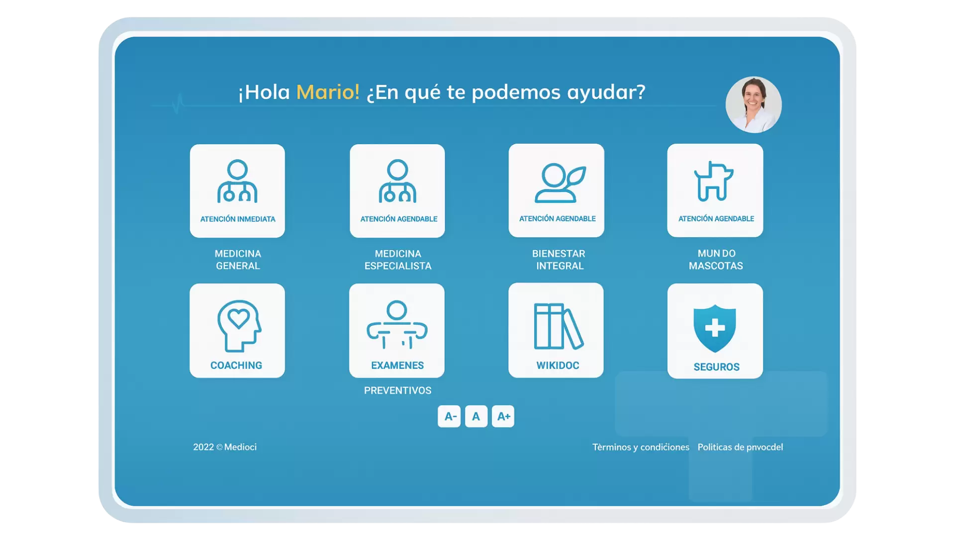 Panel principal versión web